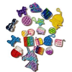 Pop It Keychains Mixed Shapes Sensory Fidget Bundle